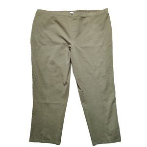 Isaac Mizrahi Live Womens Plus Size Ankle Pants Straight Leg Olive Green Sz 28W